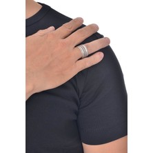 Labalaba Erkek Antik Gümüş Kaplama Örgü Dokulu Yüzük