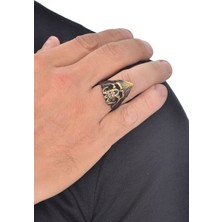 Labalaba Erkek Antik Bronz Kaplama  Kurukafa  Yüzük