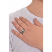 Labalaba Erkek Antik Gümüş  Osmanlı Motifli Yüzük