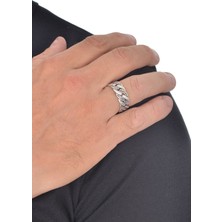 Labalaba Erkek Antik Gümüş Kaplama Zincir Yüzük