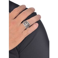 Labalaba Erkek Antik Gümüş Kayı Boyu Yüzük