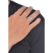 Labalaba Erkek Antik Gümüş Kaplama Burgu Motifli Yüzük