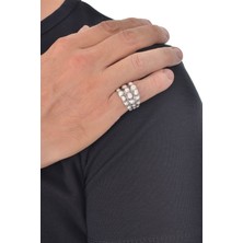 Labalaba Erkek Antik Gümüş Baskılı Yüzük