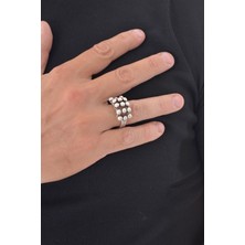 Labalaba Erkek Antik Gümüş Kabartma Baskılı Yüzük