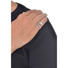 Labalaba Erkek Antik Gümüş  Ejderha Yüzük