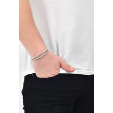 Labalaba Erkek Antik Gümüş Kaplama Asimetrik Kombin Bileklik