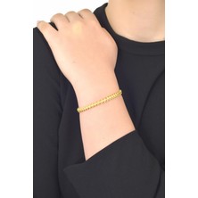 Labalaba Kadın Altın Renk Kaplama Burgu Dokulu Bileklik