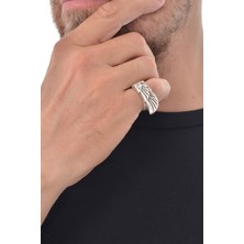 Labalaba Erkek Antik Gümüş Kaplama Melek Kanadı Yüzük