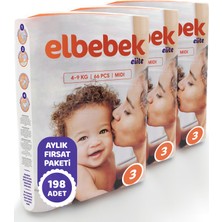 Elbebek Elite Bebek Bezi 3 Numara Midi 198 Adet