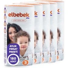 Elbebek Elite Bebek Bezi 3 Numara Midi 180 Adet