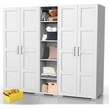 Dekorex MNT-511-B-Beyaz 4 Kapaklı Raflı Gardırop