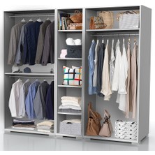 Dekorex MNT-511-B-Beyaz 4 Kapaklı Raflı Gardırop