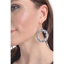 Labalaba Kadın Antik Gümüş Kaplama Dairesel Bohem Küpe