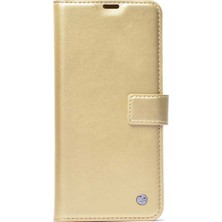 Gpack M30S Kılıf Kar Delüx Cüzdan Kartvizitli Kopçalı Gold
