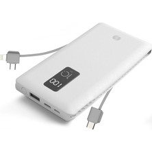 S-Link IP-T100C 10000 mAh Lightning + Micro + Type C Kablolu Powerbank Beyaz LCD'li Taşınabilir Pil Şarj