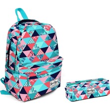 Coral High Yeşil Flamingo Desenli Kız Çocuk Okul Çanta Seti