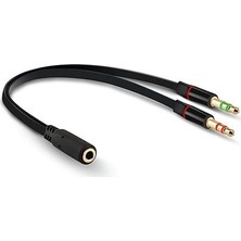 Hytech HY-X78 Siyah 3.5mm To Audio + Mic 0.15M Kulaklık Çevirici