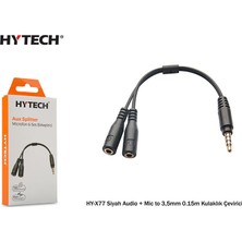 Hytech HY-X77 Siyah Audio + Mic To 3,5mm 0.15M Kulaklık Çevirici