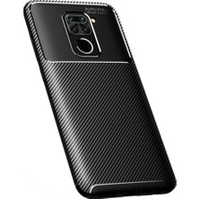 Tekno Grup Xiaomi Redmi Note 9 Kılıf Karbon Desenli Lux Negro Silikon Siyah + Tam Kaplayan 6D Nano Ekran Koruyucu