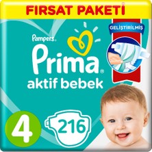 Prima Bebek Bezi 4 Beden Fırsat Paketi 7-14 Kg (4*54) 216