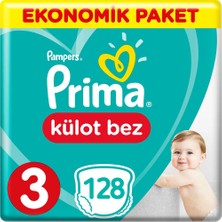 Prima Külot Bebek Bezi 3 Beden Ekonomik Paket 6-11 Kg (2*64) 128