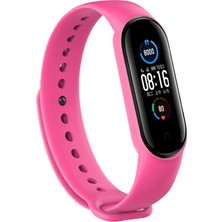 Kyver Xiaomi Mi Band 5 ve 6 Akıllı Bileklik Silikon Kordon Kayış Pembe