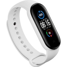 Kyver Xiaomi Mi Band 5 ve 6 Akıllı Bileklik Silikon Kordon Kayış Beyaz