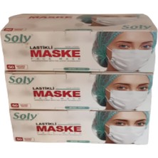 Soly Care Tek Kullanımlık Üç Katlı Telli Cerrahi Maske 50'li Kutu 3 Adet