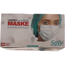 Soly Care Tek Kullanımlık Üç Katlı Telli Cerrahi Maske 50 Adet 4'lü