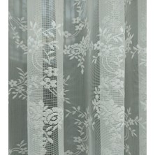 Esse Home Çiçek Desenli Fransız Dantel Tül Perde 100 x 200 Sık Pile 1/3