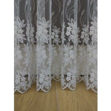 Esse Home Çiçekli Brode Işlemeli Tül Perde 100 x 260 Sık Pile 1/3