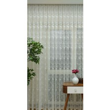 Esse Home Çiçek Desenli Fransız Dantel Tül Perde 100 x 200 Seyrek Pile 1/2