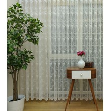 Esse Home Çiçek Desenli Fransız Dantel Tül Perde 100 x 200 Seyrek Pile 1/2
