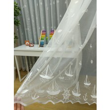 Esse Home Yelkenli Çapa Desenli Çocuk Odası Tül Perde 100 x 250 Seyrek Pile 1/2