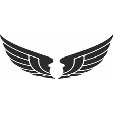 Sticker Atölyesi Kanat - Wings  Sticker - 20627 Siyah 6 x 15 cm