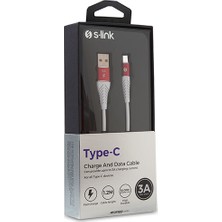 S-link Swapp SW-C765 1.2 mt 3A Type-C Kırmızı/Beyaz Şarj Kablosu