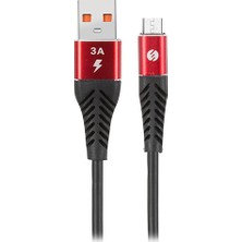 S-link Swapp SW-C565 1.2 mt 3A Micro USB Kırmızı/Siyah Şarj Kablosu