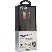 S-link Swapp SW-C565 1.2 mt 3A Micro USB Kırmızı/Siyah Şarj Kablosu