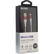 S-link Swapp SW-C565 1.2 mt 3A Micro USB Kırmızı/Beyaz Şarj Kablosu