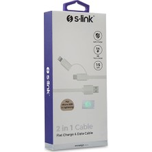 S-link Swapp SW-C215 15 cm USB Micro / iPhone Uyumlu Şarj Kablosu  USB Micro/iPhone Uyumlu Lightning Çevirici