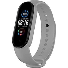 Case 4U Xiaomi Mi Band 6 / Mi Band 5 Akıllı Bileklik Kordonu Silikon Koyu Gri