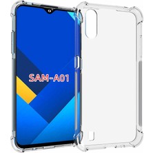 Case 4U Samsung Galaxy A01 Uyumlu Kılıf Köşe Korumalı Darbe Emici Anti Shock Arka Kapak Şeffaf