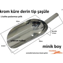 Yıldırım Şaşüle Gıda Küreği Derin Tip 20 cm Krom Çelik Mini Boy Çiçek Baharat