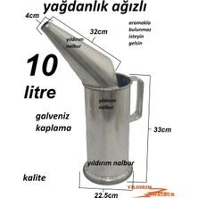 Yıldırım Yağdanlık 10 Litrelik Ağızlı Ağızlı Kocaman 10Luk Büyük Boylu Çift Sap Aktarma Kabı Hunili Metal