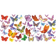 Stickermarket Kelebek Renkli Dekorasyon Sticker Seti