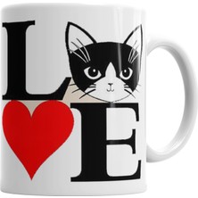 Baskı Dükkanı I Lowe Kedi Seni Seviyorum Kedi Kupa Bardak Porselen