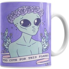 Baskı Dükkanı Cute Alien Uzaylı Kupa Bardak Porselen