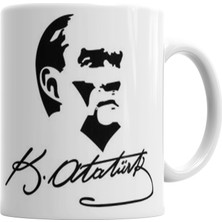 Baskı Dükkanı Atatürk İmzalı Kupa Bardak Porselen