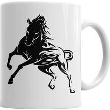 Baskı Dükkanı Horse Tattoo Preto Kupa Bardak Porselen