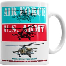 Baskı Dükkanı Flying Military Helicopter Army Kupa Bardak Porselen
